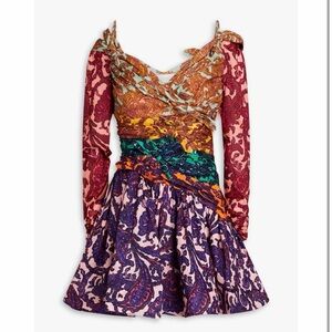 Zimmermann Multicolor Paisley Mini Dress — Burgundy, Purple, Green, Yellow, Pink